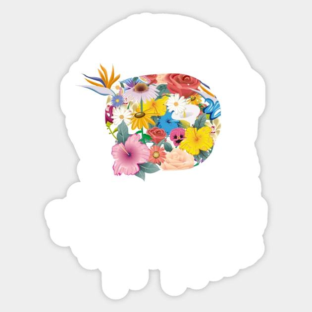 Astronaut helm with flowers Sticker by Kisho